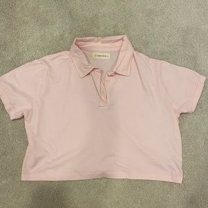 Crop light pink collared tee